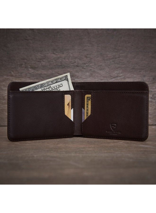 Vaultskin MANHATTAN Slim RFID Blocking Bifold Leather Wallet for Men - Minimalist Front Pocket Card Holder, Holds 9 Cards & Cash, Premium Italian Leather (Brown) - Image 5